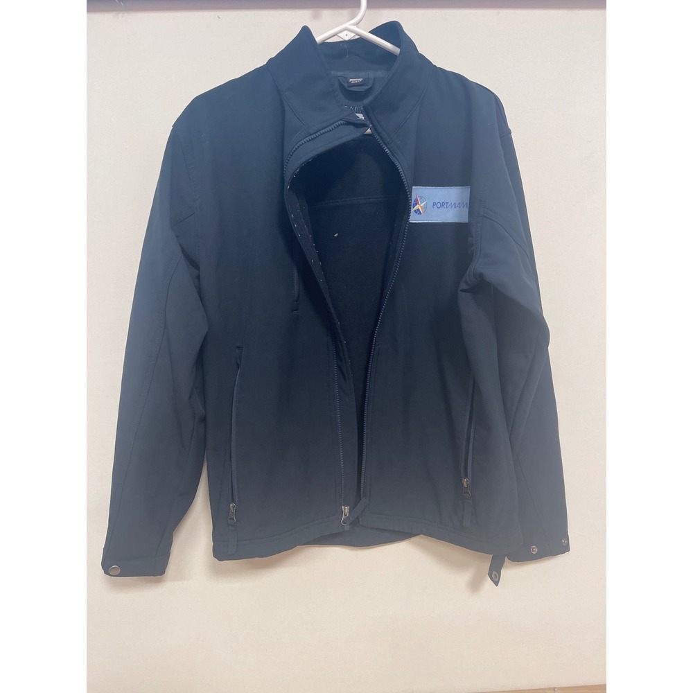 Cintas PortMiami Softshell Jacket Mens Small Black Fleece Lined Full Zip 361-20